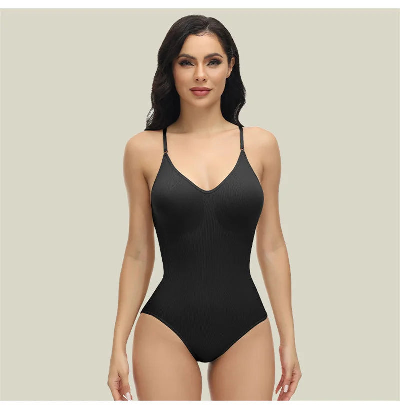 Angela V Neck Spaghetti Strap Bodysuits - ALovelylook