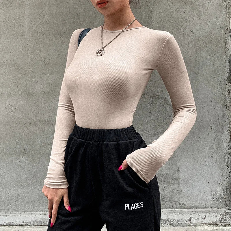 Long Sleeveles O-Neck Casual Bodysuit - ALovelylook