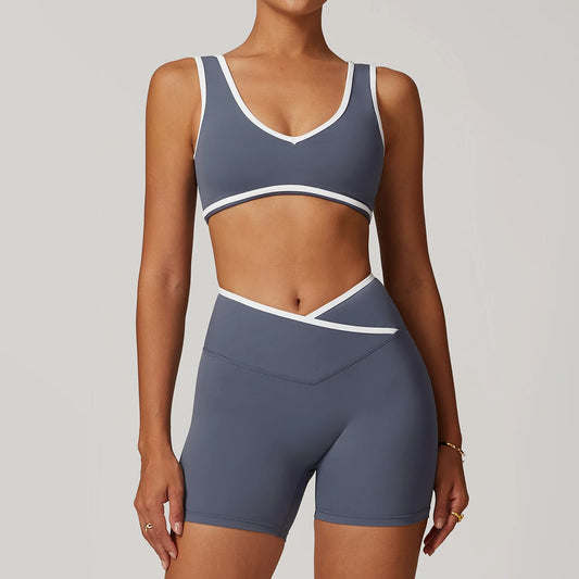 Active Aura Yoga Set – Soft Bra & High-Waisted Shorts - ALovelylook