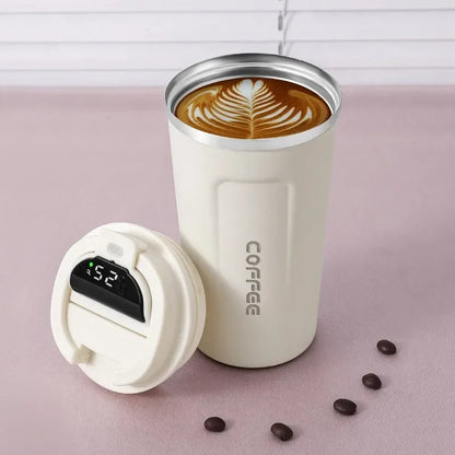 Stainless Steel Coffee Cup Temperature Display