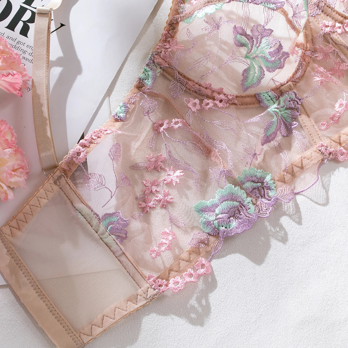 Floral Embroidery Lingerie Set - ALovelylook