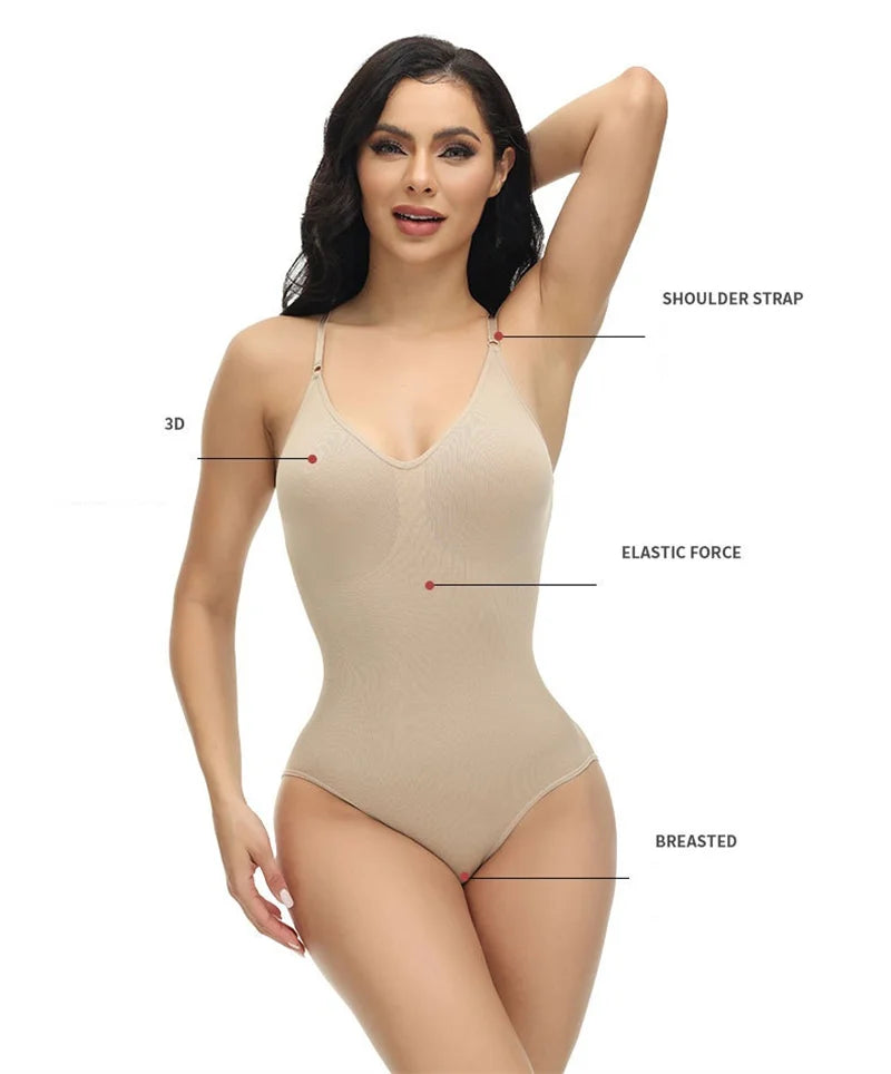 Angela V Neck Spaghetti Strap Bodysuits - ALovelylook