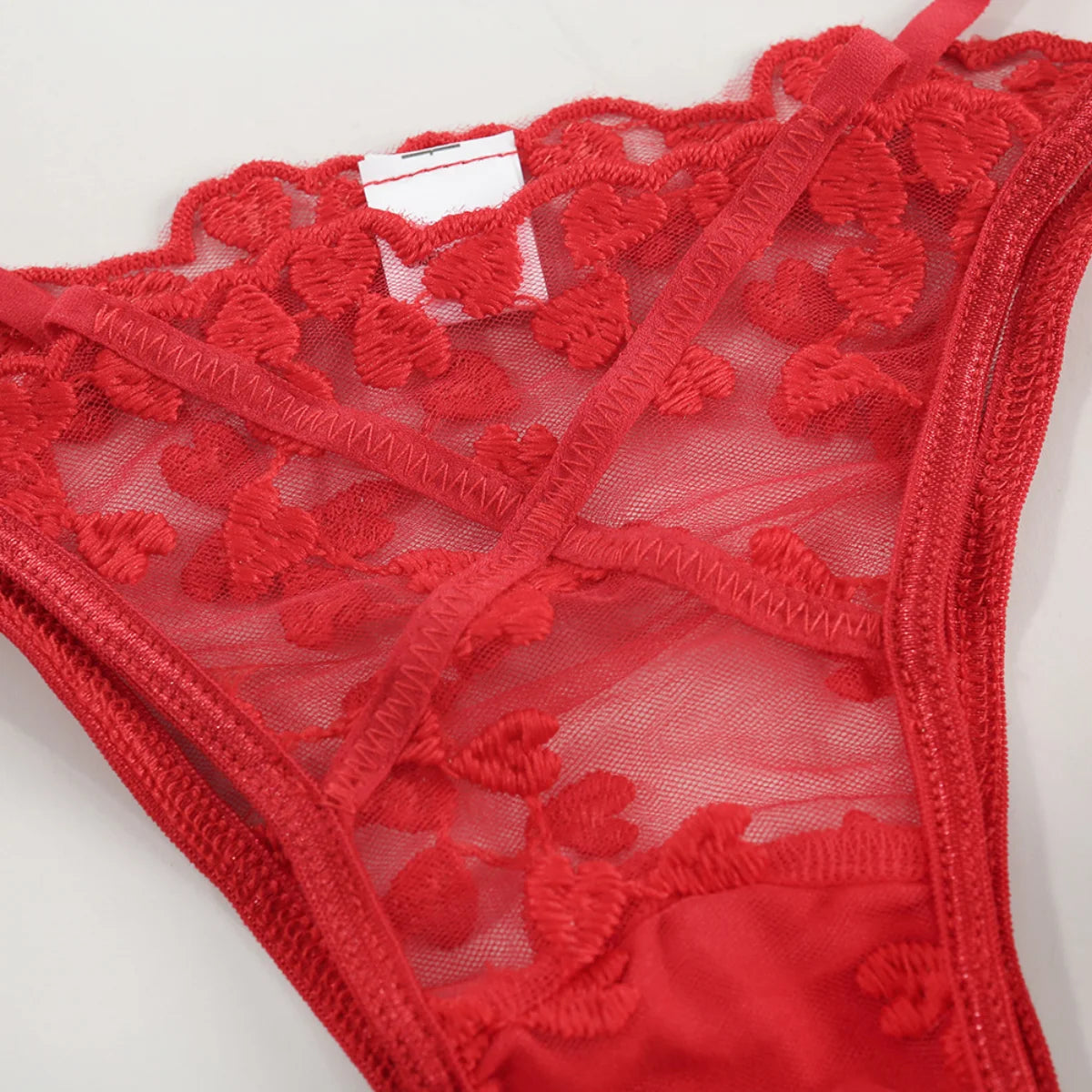 2-Piece heart embrodiery lace lingerie