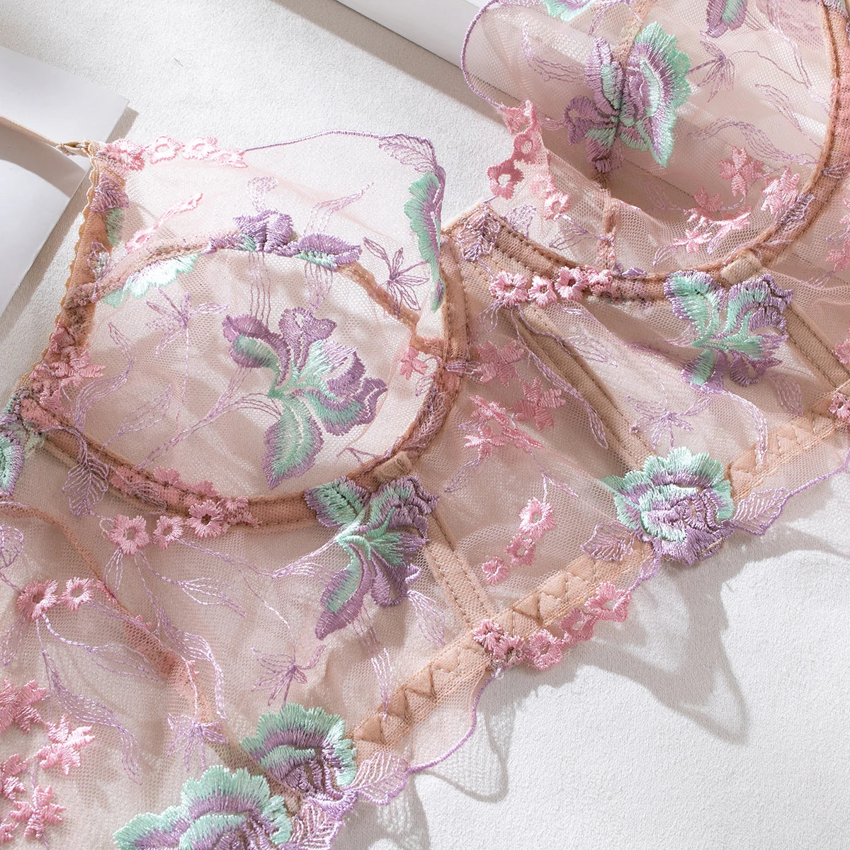 Floral Embroidery Lingerie Set - ALovelylook